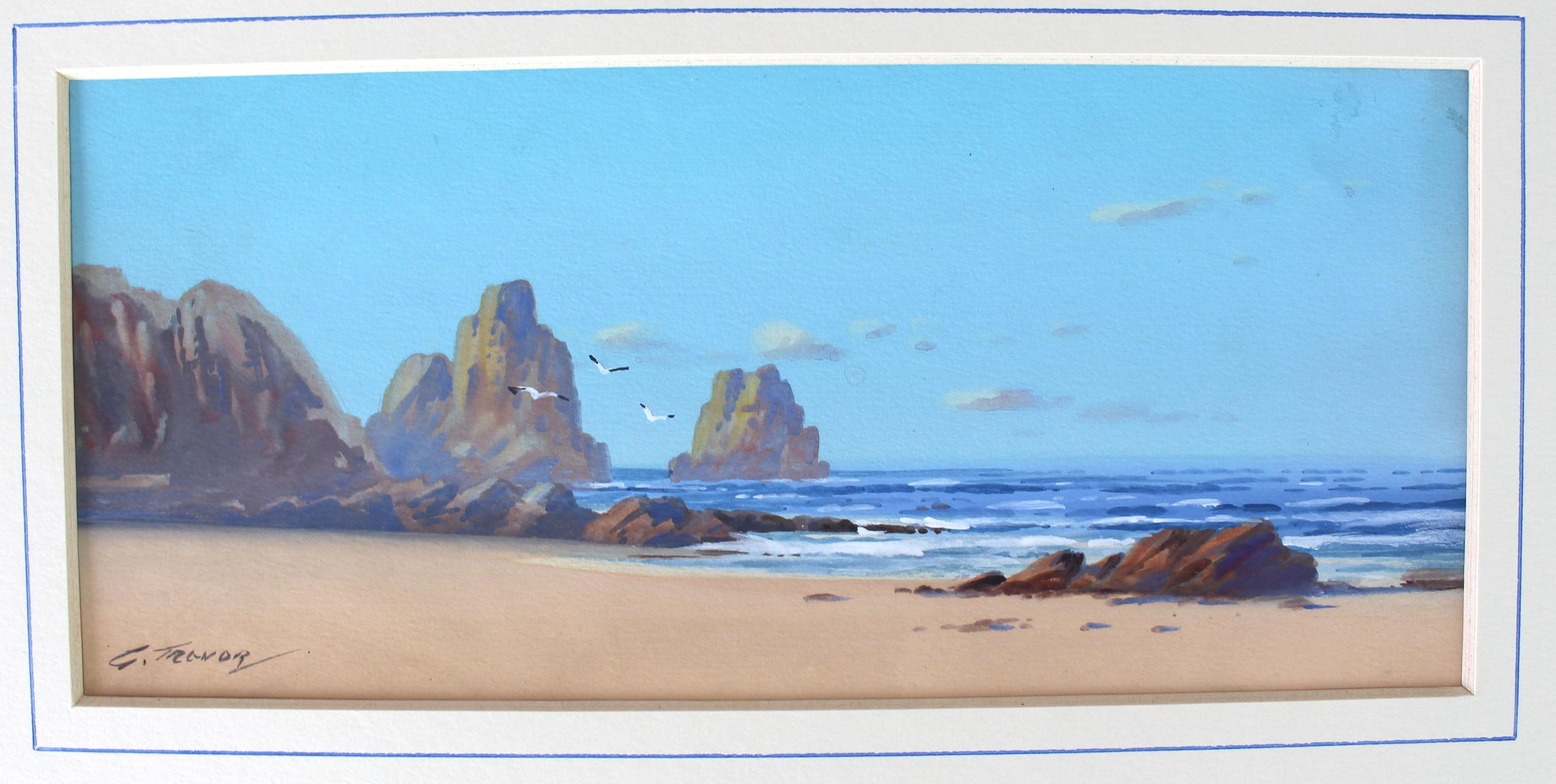 5 Ocean Scene Watercolor Paintings by listed artists G. Trevor and Garman Morris