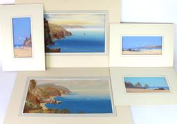 5 Ocean Scene Watercolor Paintings by listed artists G. Trevor and Garman Morris
