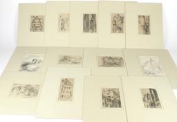 Lot of 13 Early Lithographs