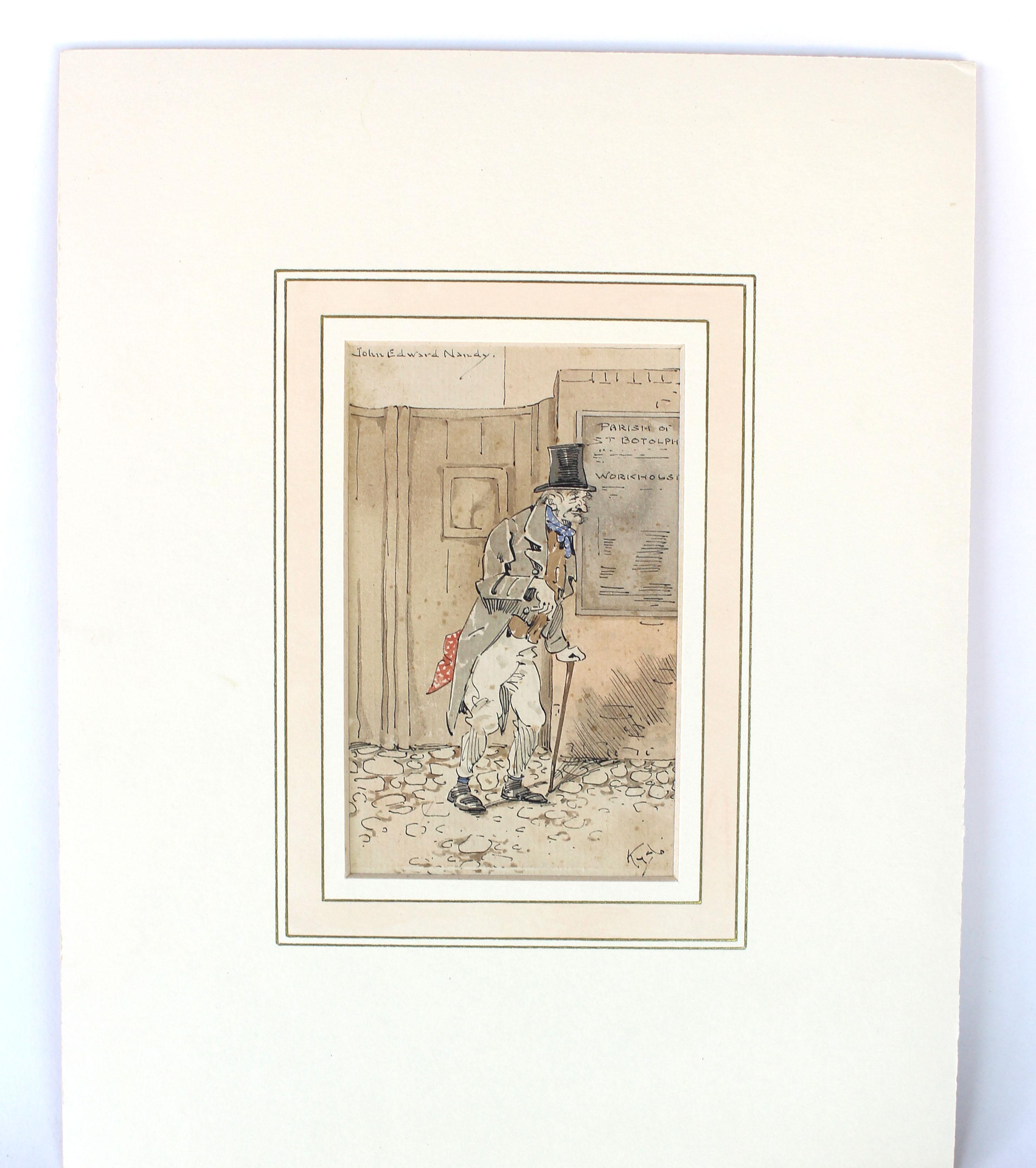 Lot of Four Original Watercolor Illustrations by Joseph Clayton Clarke for Charles Dickins