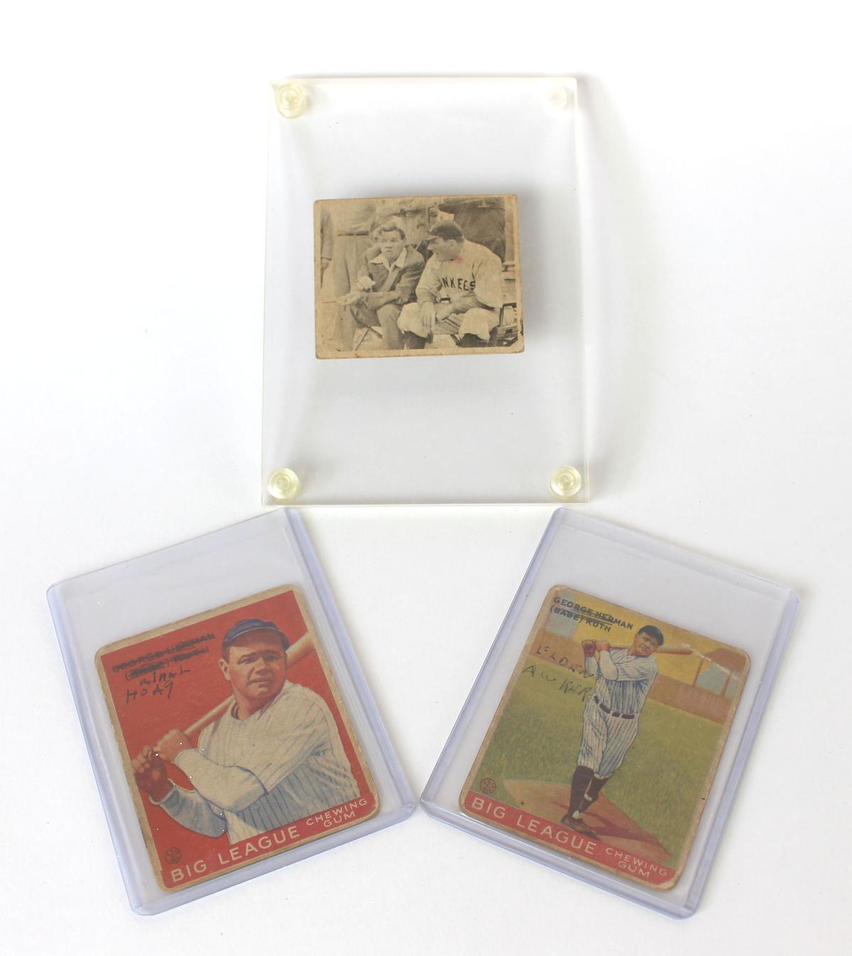 George Herman (Babe) Ruth 1933 Goudey #144 and #149 and SWELL #1 Ruth/Bendix Baseball Cards