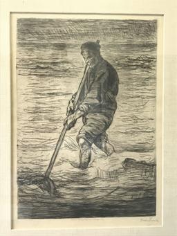 Listed Artist Jozef ISRAELS (1824-1911) "The Fisherman" Pencil Signed Etching