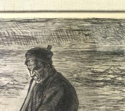 Listed Artist Jozef ISRAELS (1824-1911) "The Fisherman" Pencil Signed Etching