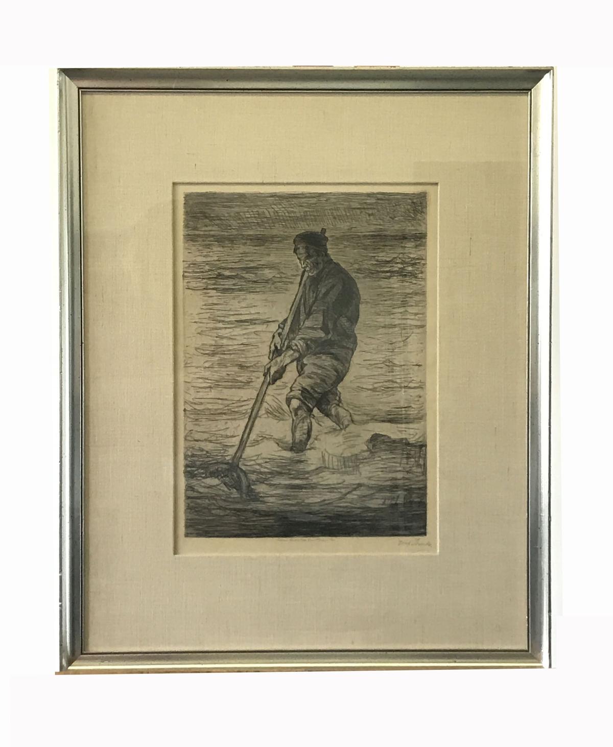 Listed Artist Jozef ISRAELS (1824-1911) "The Fisherman" Pencil Signed Etching