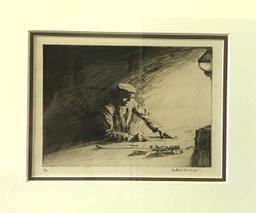 Listed Artist Arthur John Trevor BRISCOE (1873-1943) #16/75 Signed Etching "Plotting a Course"