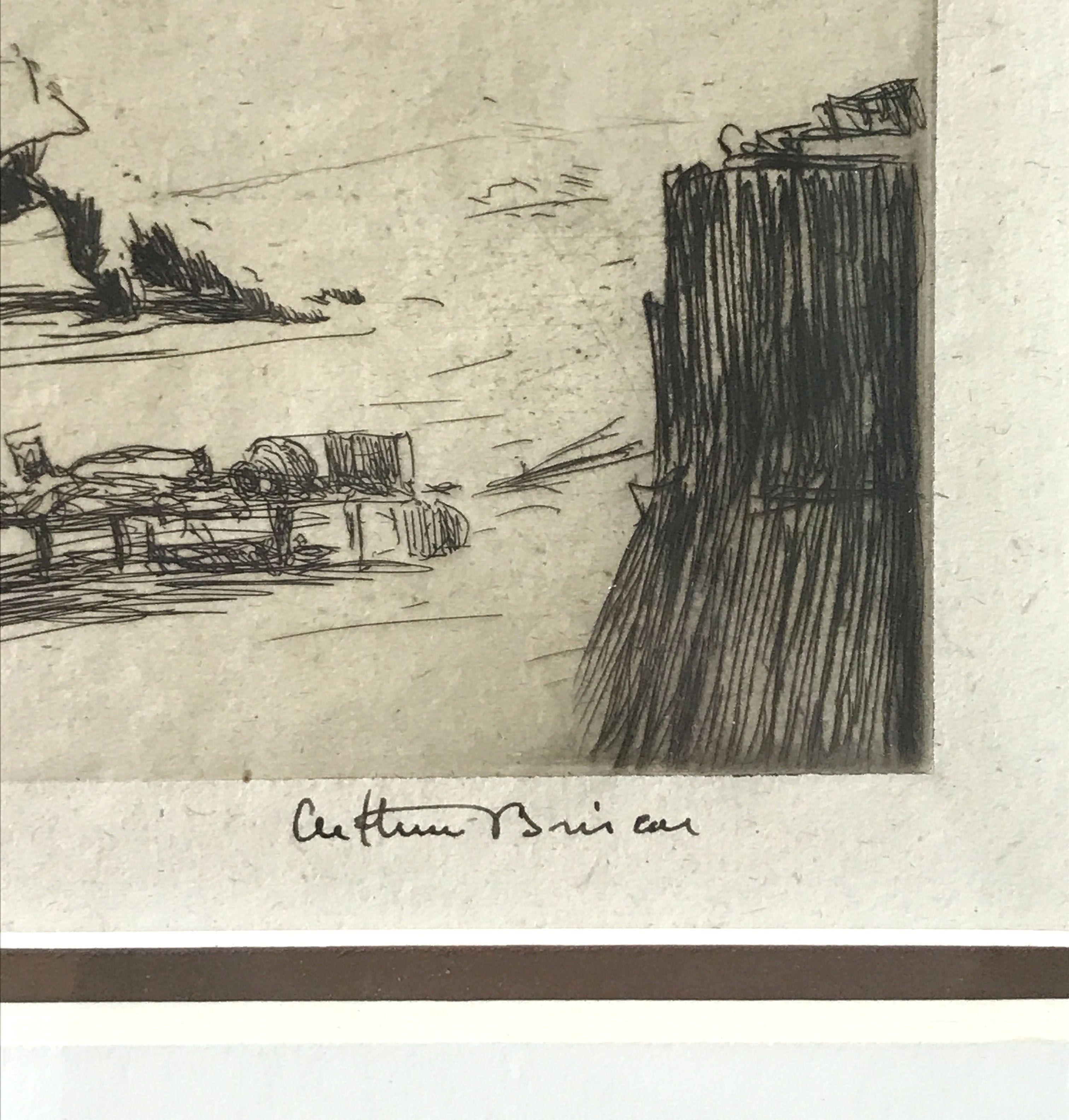 Listed Artist Arthur John Trevor BRISCOE (1873-1943) #16/75 Signed Etching "Plotting a Course"