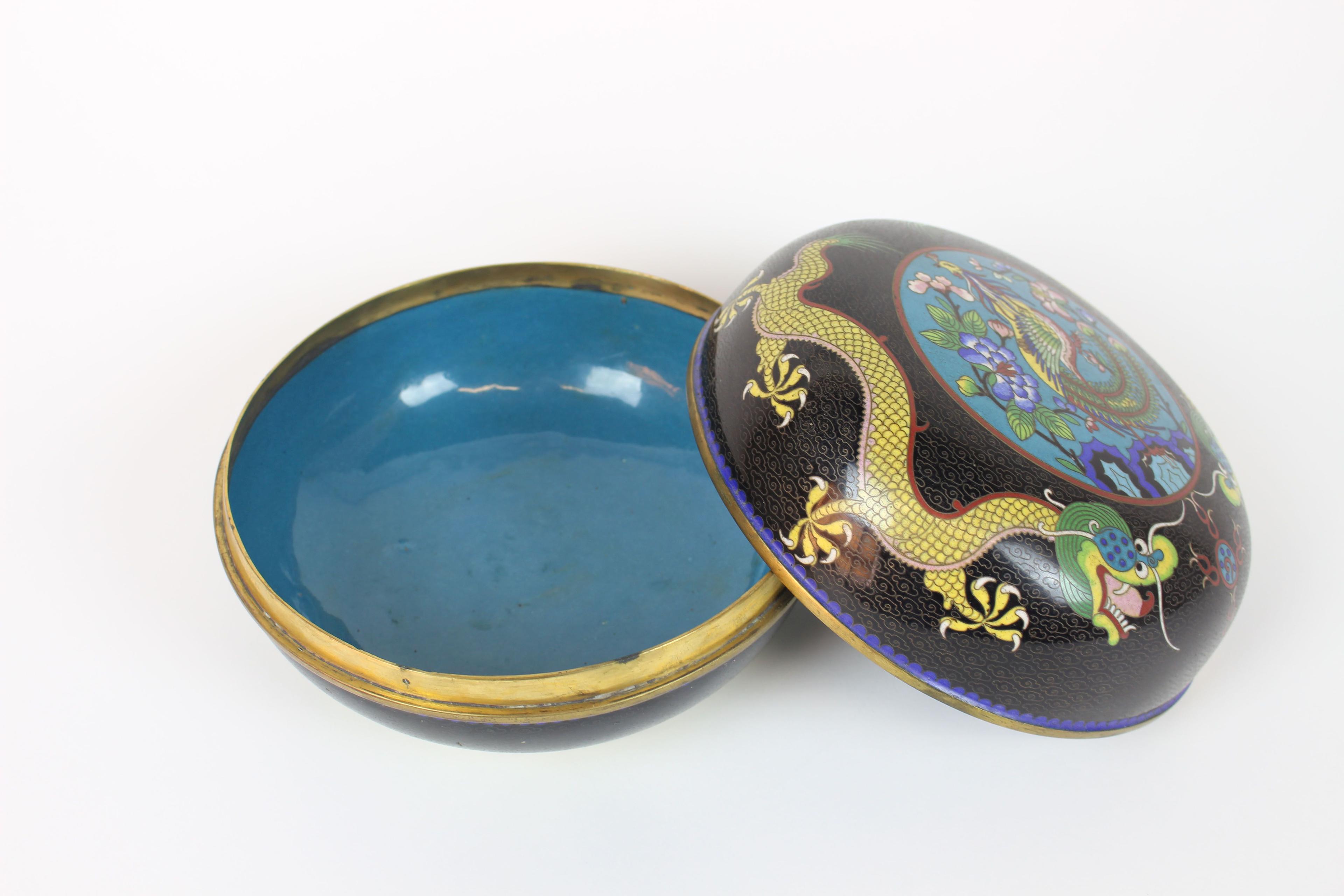 Vintage Asian Cloisonne Lidded Bowl