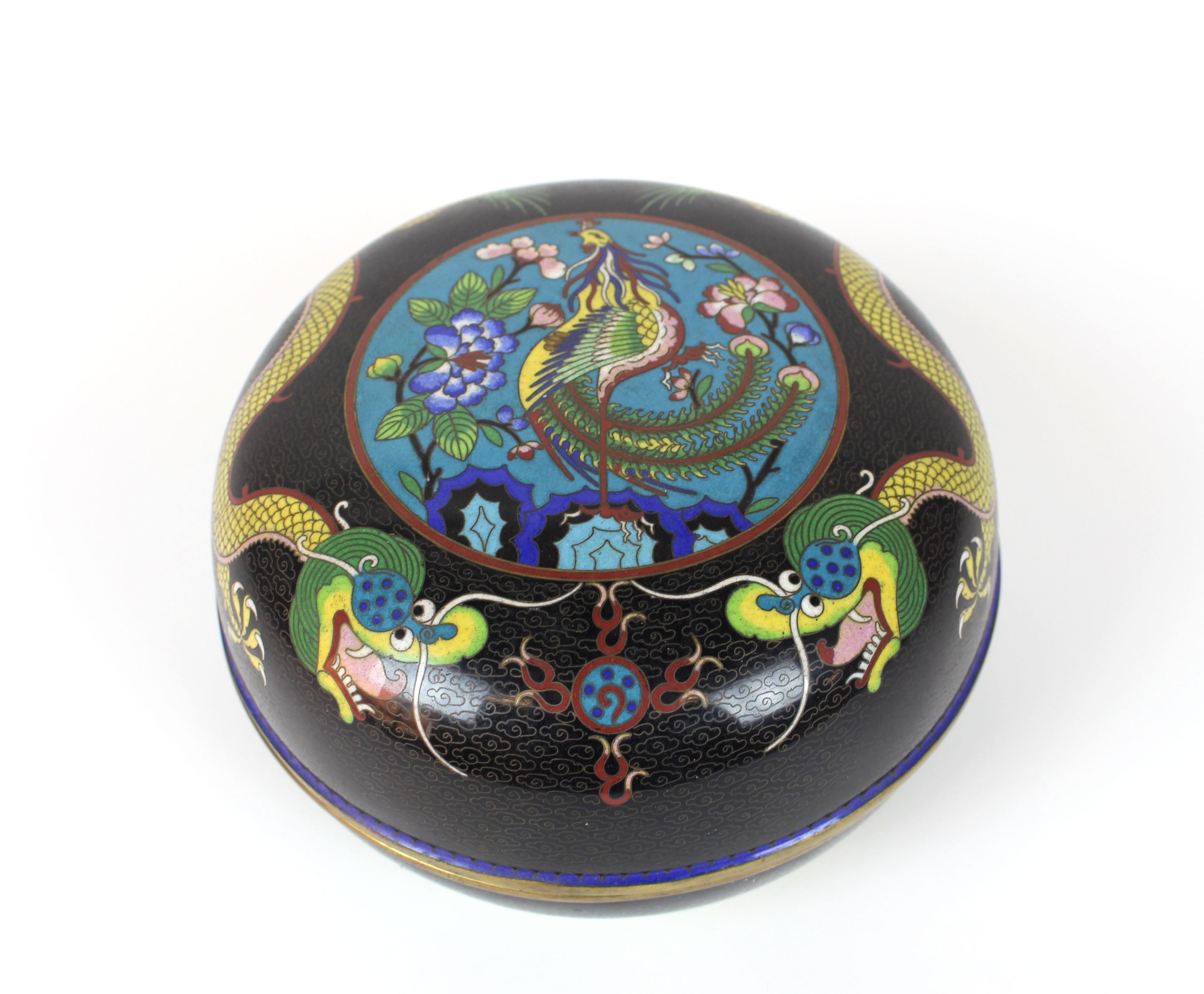 Vintage Asian Cloisonne Lidded Bowl