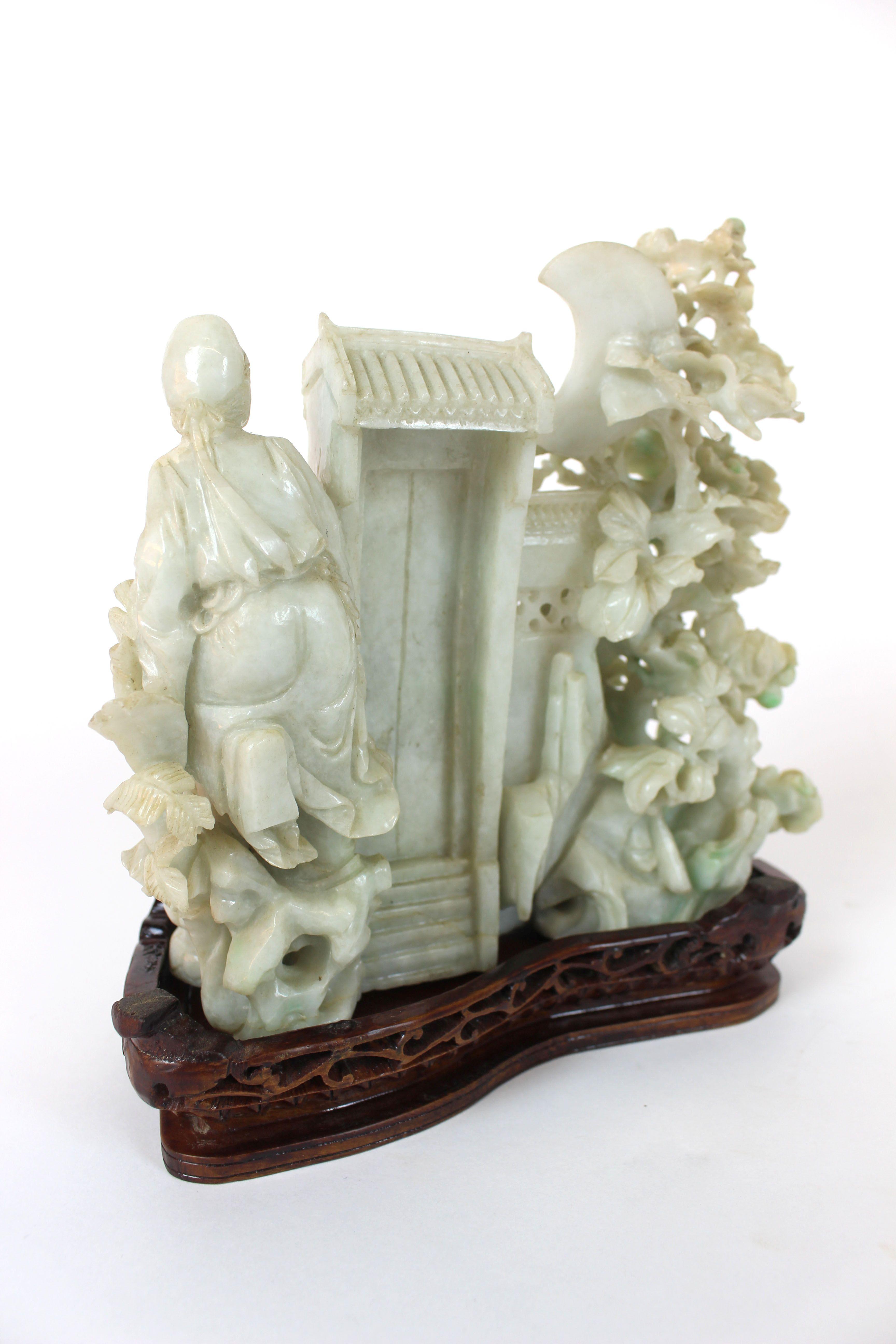 Carved Jade Jadeite Stone Statue Figurine 