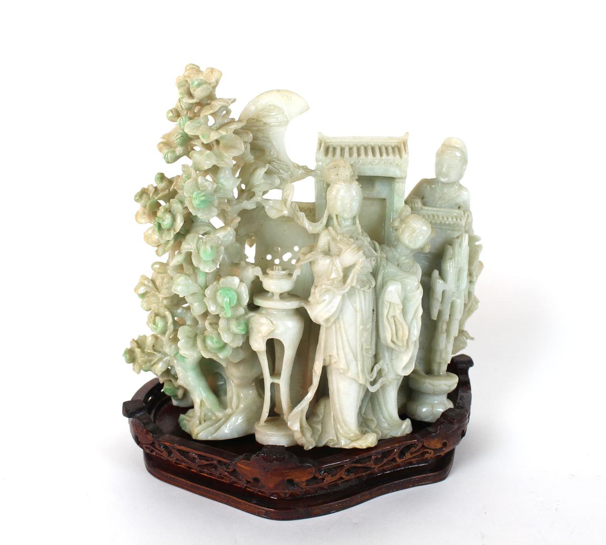 Carved Jade Jadeite Stone Statue Figurine 