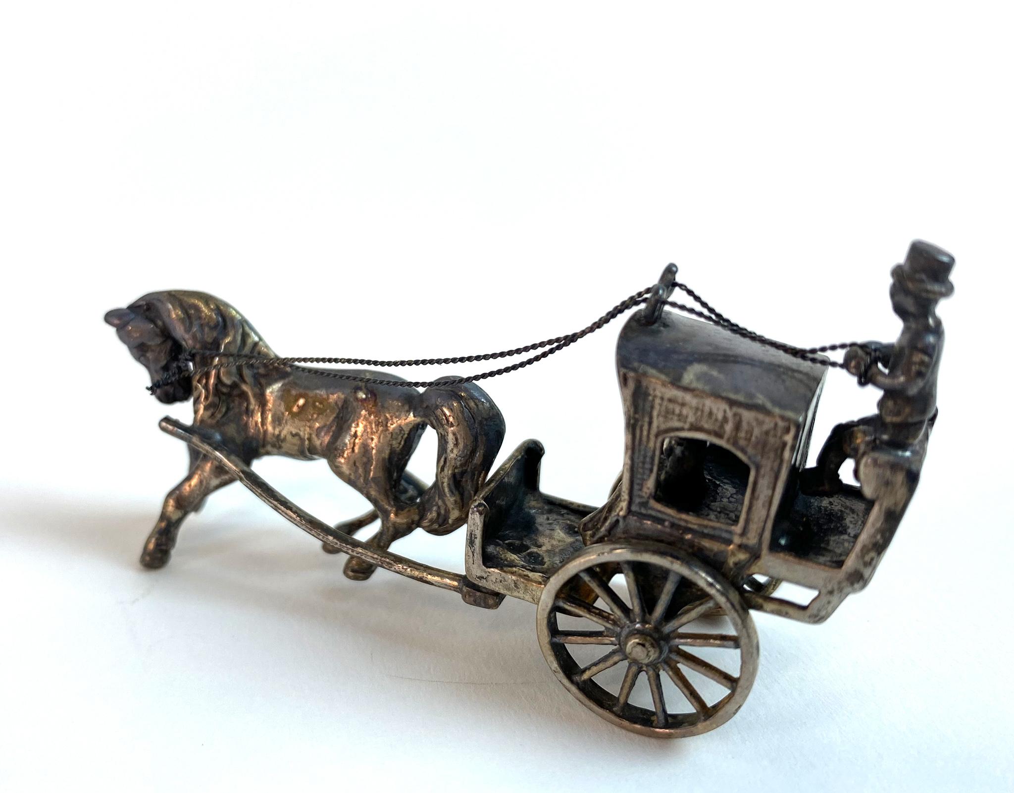 Collection of Vintage Sterling Silver Figurines Horse Drawn Carriage / Stagecoach