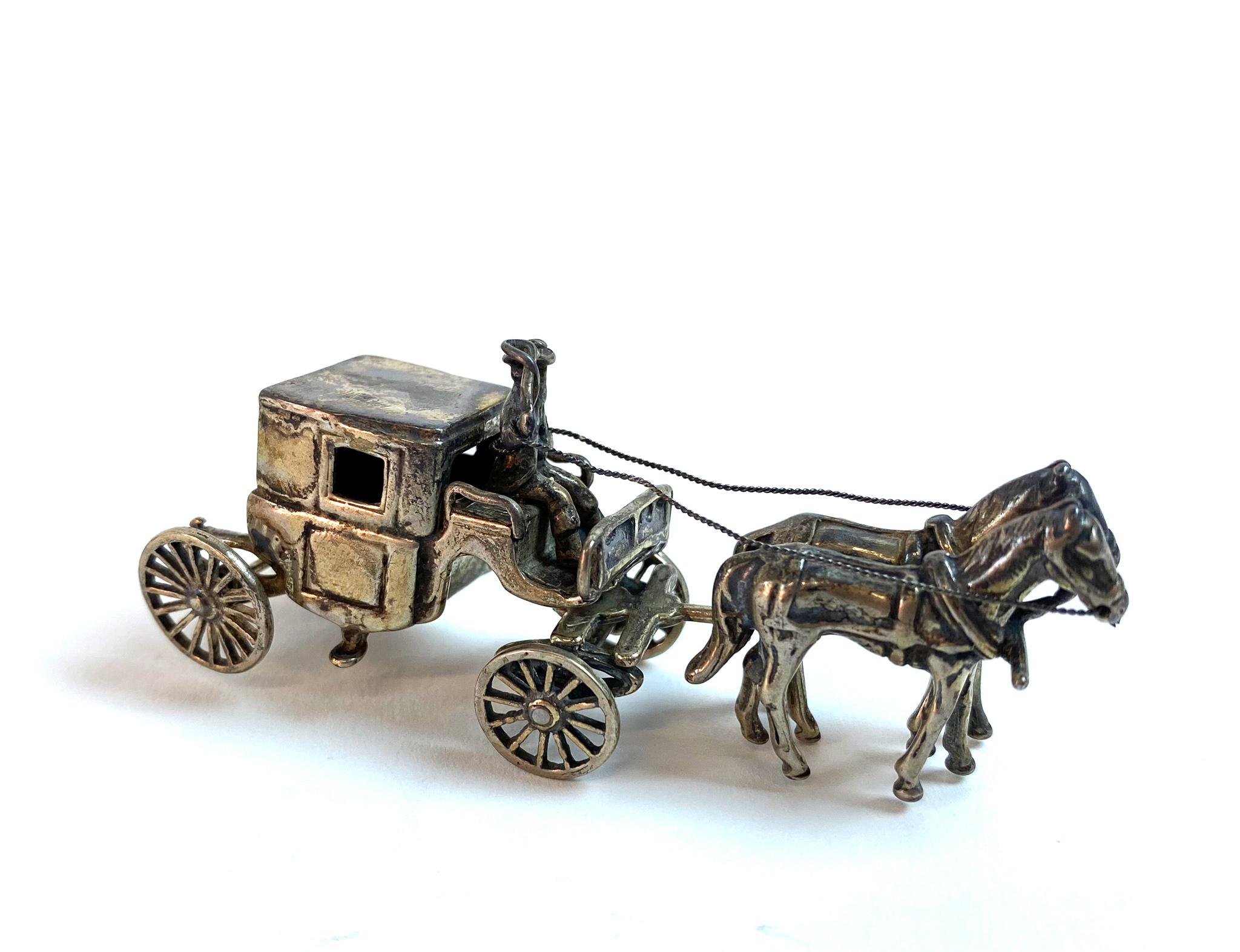 Collection of Vintage Sterling Silver Figurines Horse Drawn Carriage / Stagecoach