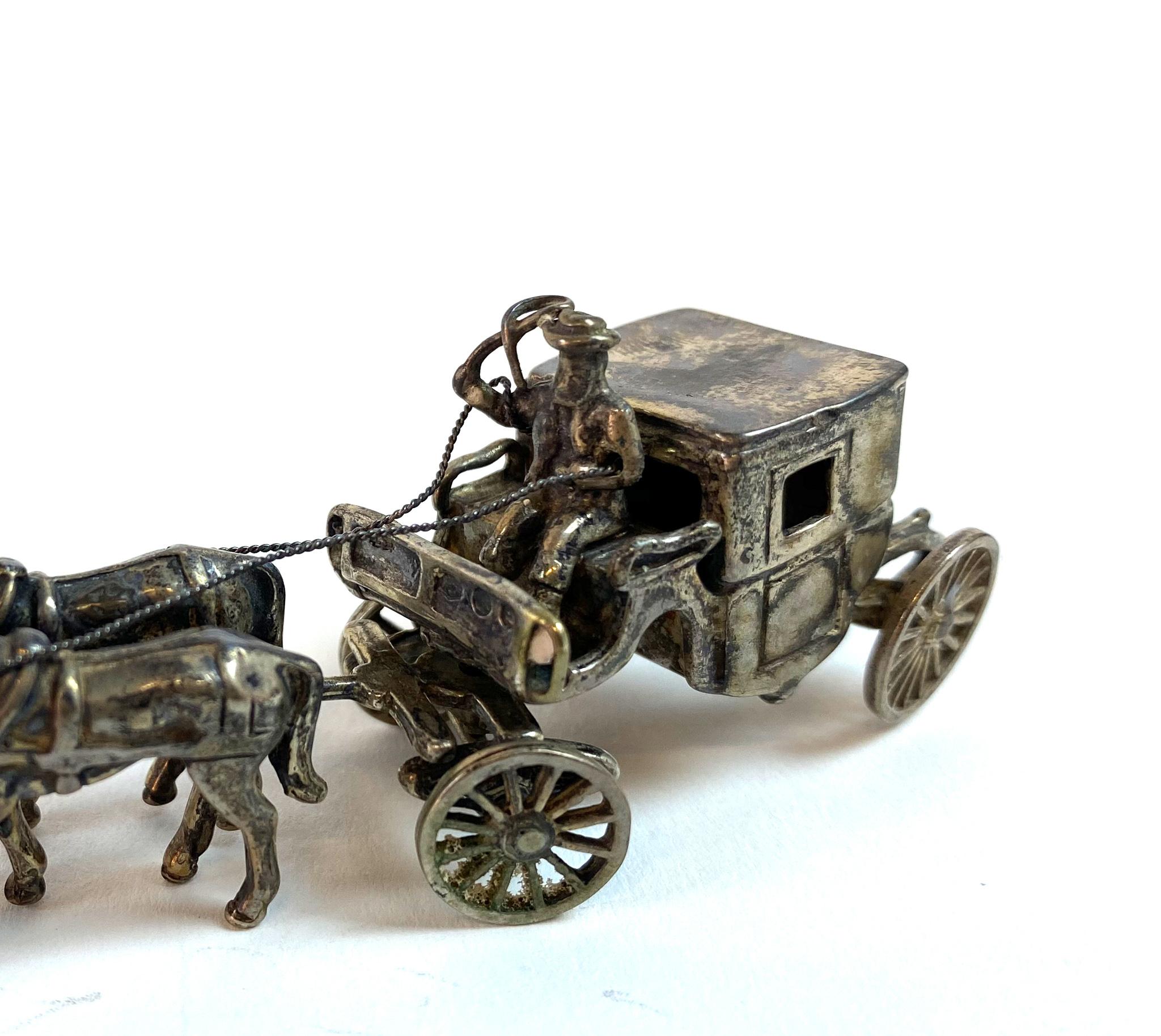 Collection of Vintage Sterling Silver Figurines Horse Drawn Carriage / Stagecoach