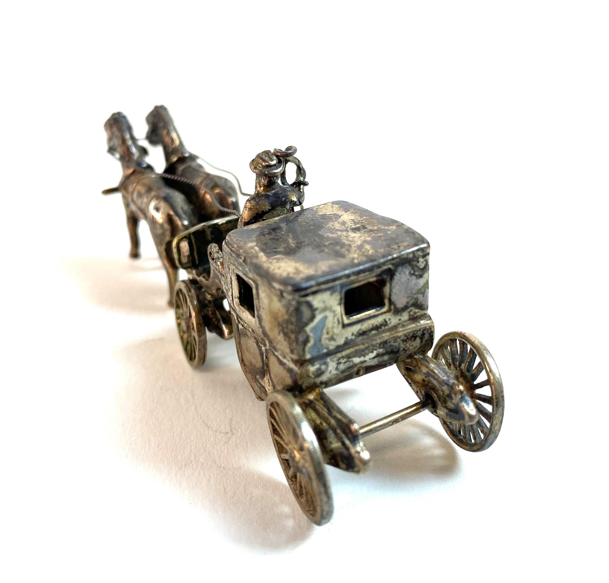 Collection of Vintage Sterling Silver Figurines Horse Drawn Carriage / Stagecoach