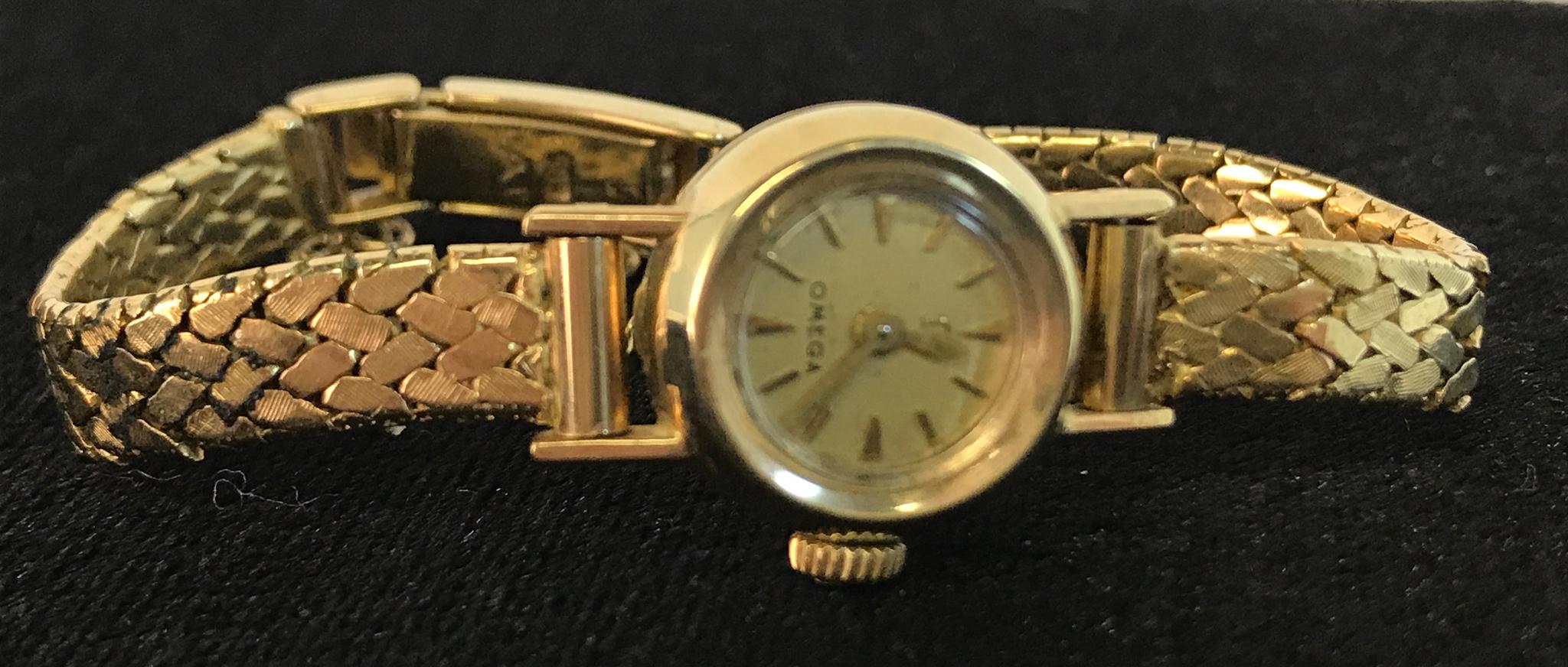 Pair of 14KT Yellow Gold Omega and Lady Elgin Antique Watches