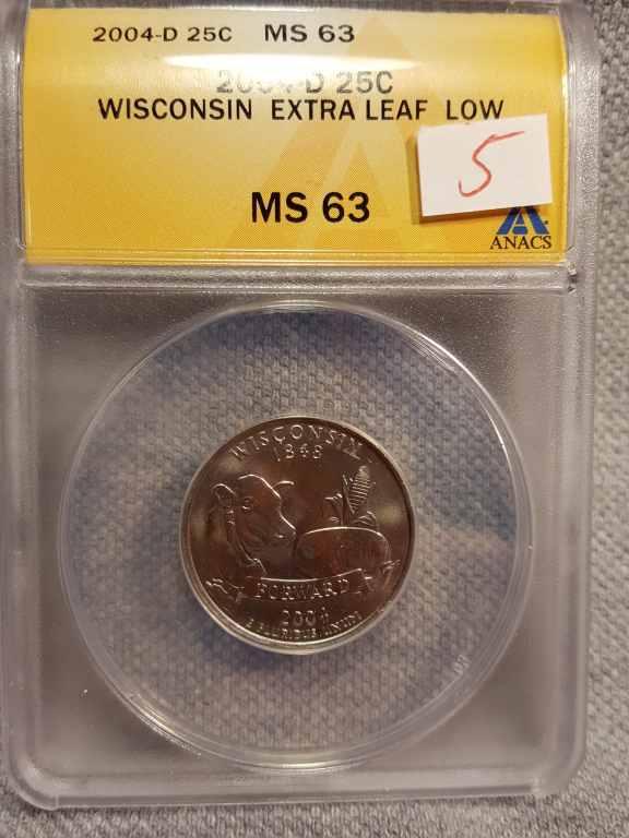 2004-D Wisconsin State Quarter Extra Low Leaf