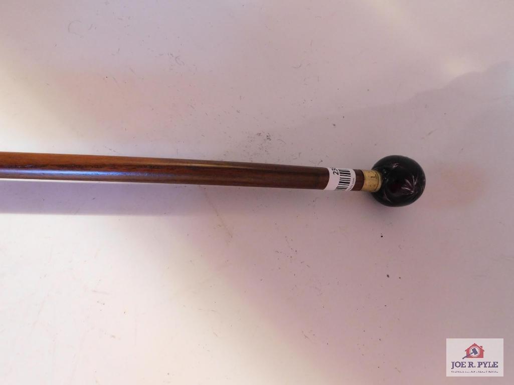 Cane with Red Glass Round Ball on Top