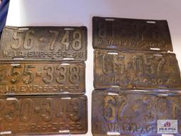 6 License Plates 1942-1945 , 1947-1948, 1951-1952