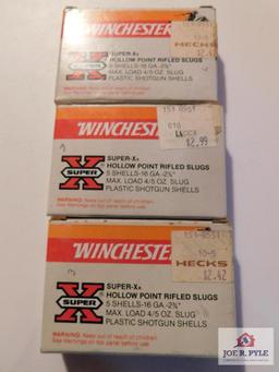 3 Box's of 5-15 total Winchester super x hollow point 16GA Slugs