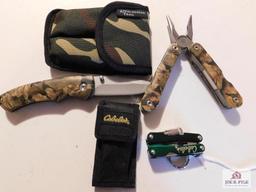 Appalachian trail knife and tool's 10 in 1 and a Cabela's 6 Tool Wrench with light