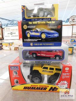 Hummer radio control car, 99 Chevy Silverado, 98 Corvette pace car, 41 Plymouth truck