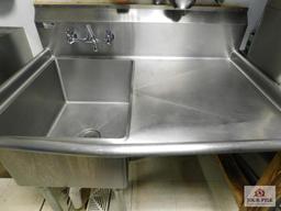 Stainless steel prep sink with drain board 45x30x36