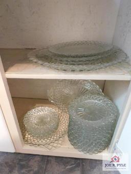 Vintage diamond cut glass plates, platters