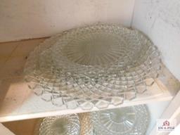 Vintage diamond cut glass plates, platters