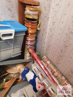 Contents of Closet- Christmas Decor, Craft Supplies, Rival Roaster Oven, Miche Purse