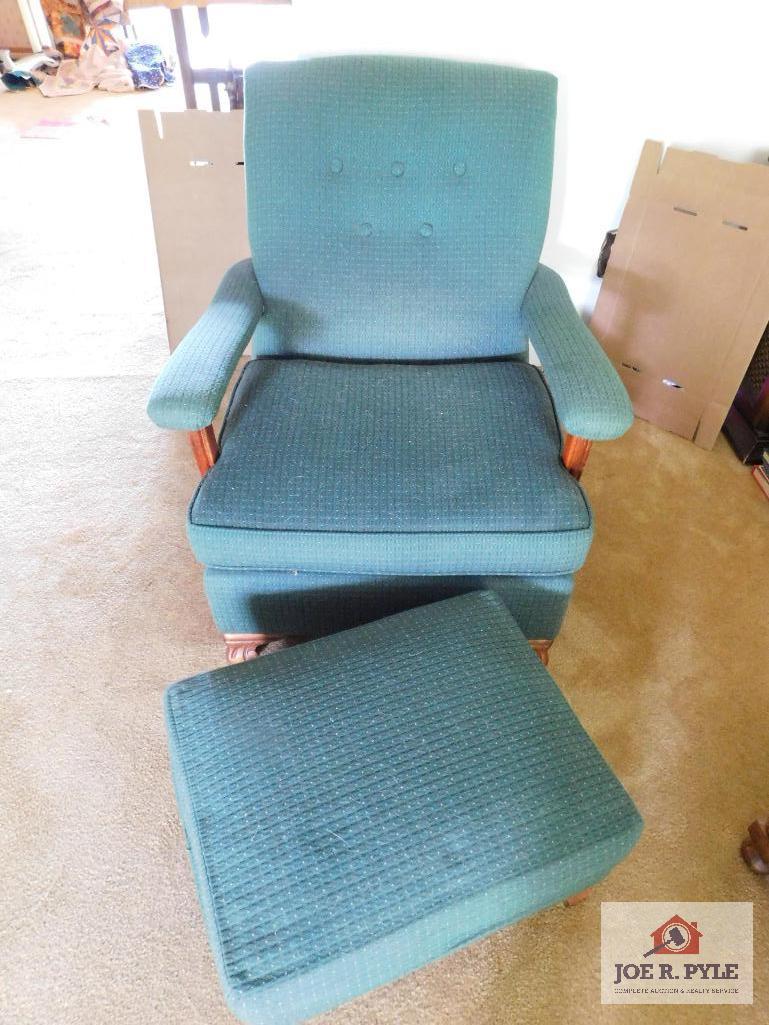 Chair & Ottoman w/ fancy carved feet