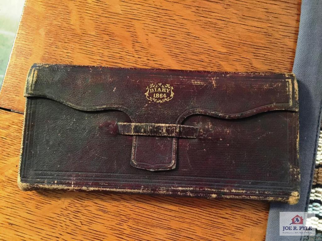 1864 Civil War diary carried by Isaac P Eberhart and modern copy of diary