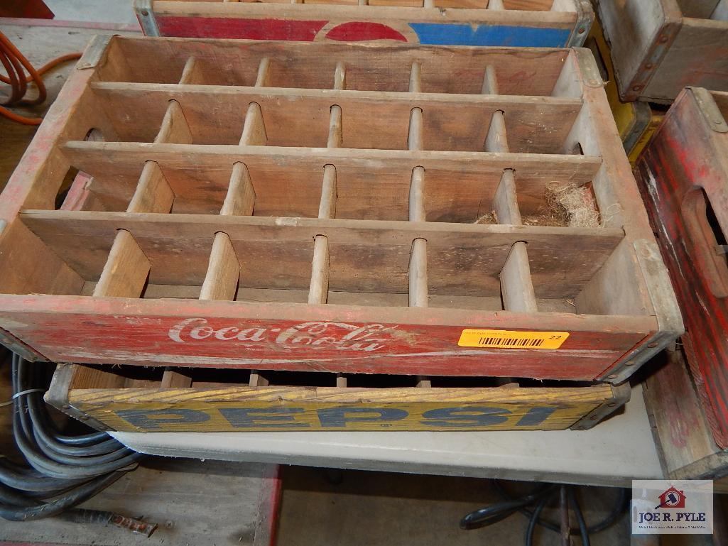 1 Coca Cola 1 Pepsi Early wooden crates