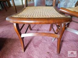 Antique cane bottom chairs, with inlay