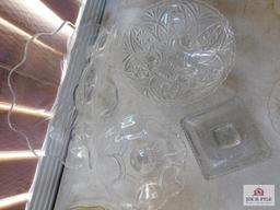 Pressed glass footed candy, glass bowls
