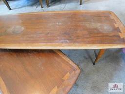 60s style coffee table, swivel shelf w/inlay