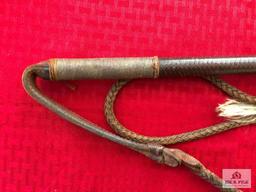 Zair braided English riding whip w/stag handle