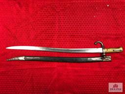 Zouave style bayonet with scabbard (matching numbers)