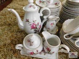 Collection of rose pattern china , tea sets, cups saucers, and bowls
