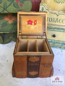 Lot of 3 wooden tobacco related items