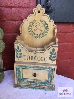 Lot of 3 wooden tobacco related items