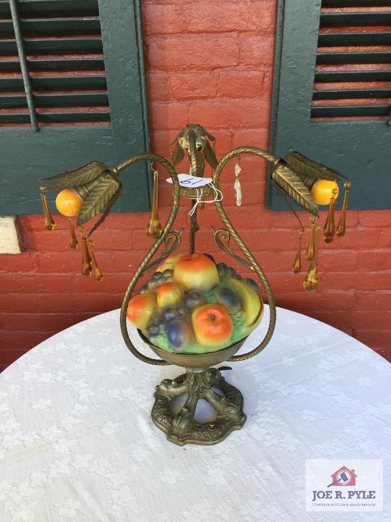 Tiffin Glass? Fruit bowl metal lamp