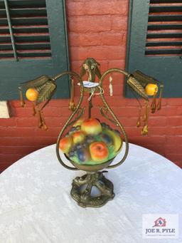 Tiffin Glass? Fruit bowl metal lamp