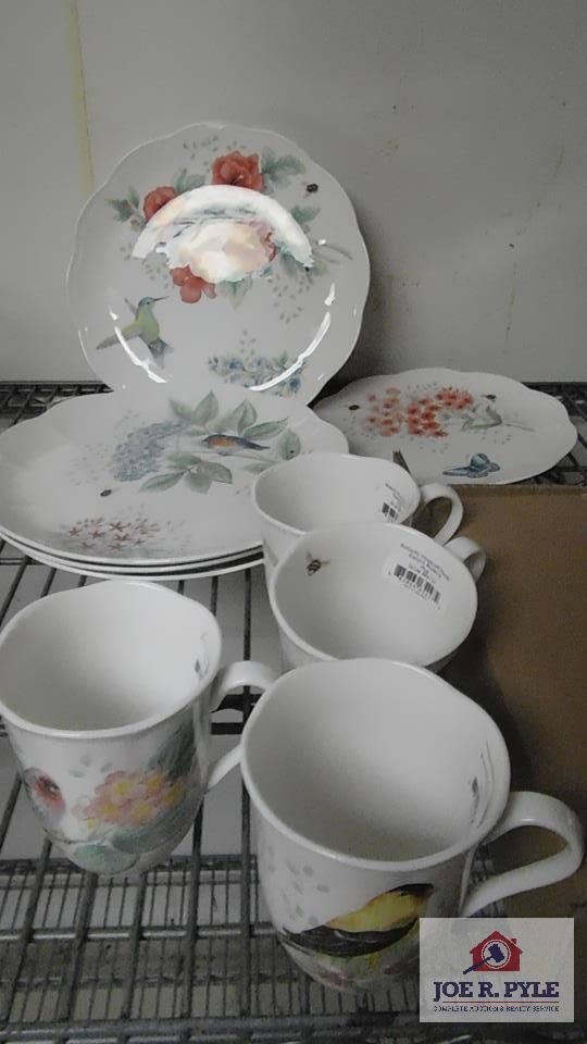 Metro shelf & contents, Lenox Butterfly China