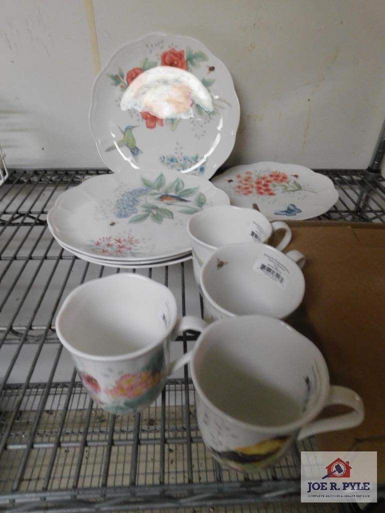 Metro shelf & contents, Lenox Butterfly China