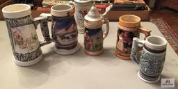 Lot of five 5 modern steins