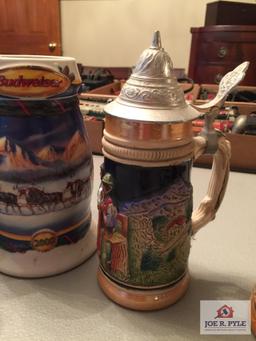 Lot of five 5 modern steins