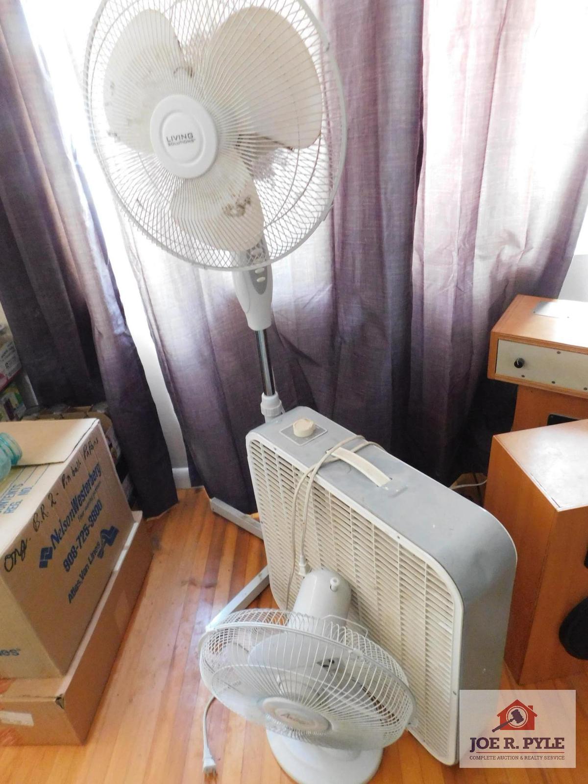 Living Solutions oscillating floor fan with box fan & small oscillating fan