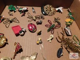 Collection of costume jewelry and pins