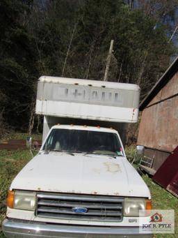 1991 FORD F350 BOX TRUCK 69517 MILES VIN 1FDJF37HOMNA14730 NONRUNNING WITH CONTENTS