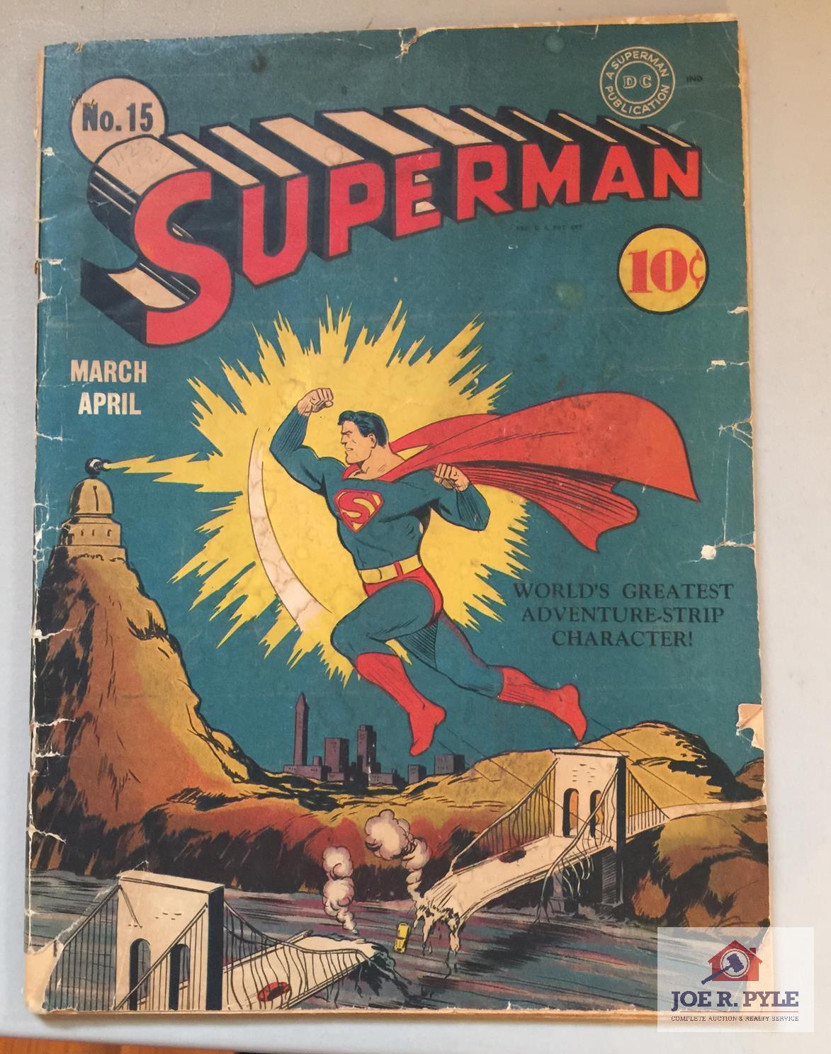 Lot Superman No 15 10 cent comic book POOR CONDITION and Plastic Man No 60 10 cent comic book below